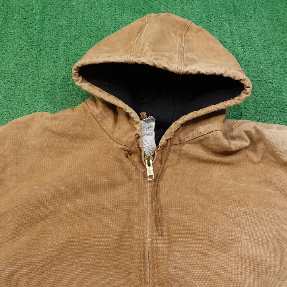 VINTAGE CARHARTT J140 BRN DUCK‎ CANVAS HOODED JACKET MENS 3XL **READ** - Picture 2 of 16